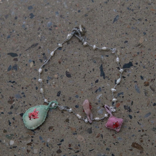 Antomoon Glass Beads and Silk Jewelry Bracelet AATM-Antomoon-3-4-white beads (Antomoon-3-1)